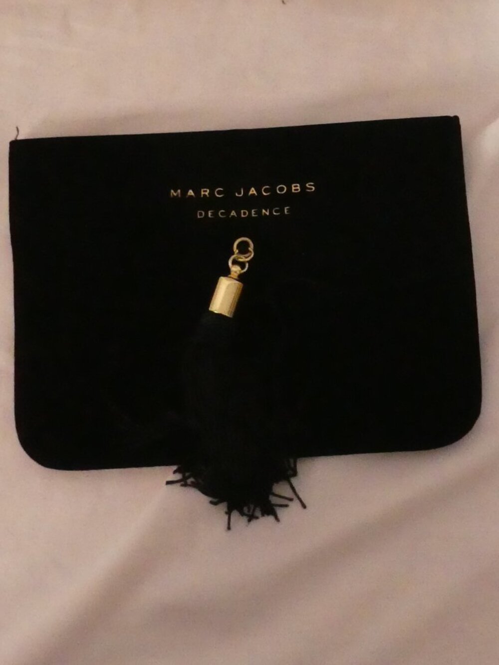 MARC JACOBS Decadence Black Velvet Tassel Clutch Pouch Magnetic Button Closure